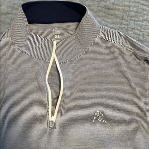 Rhoback Men's Performance Q-Zip XL Fleet Navy/White Stripe